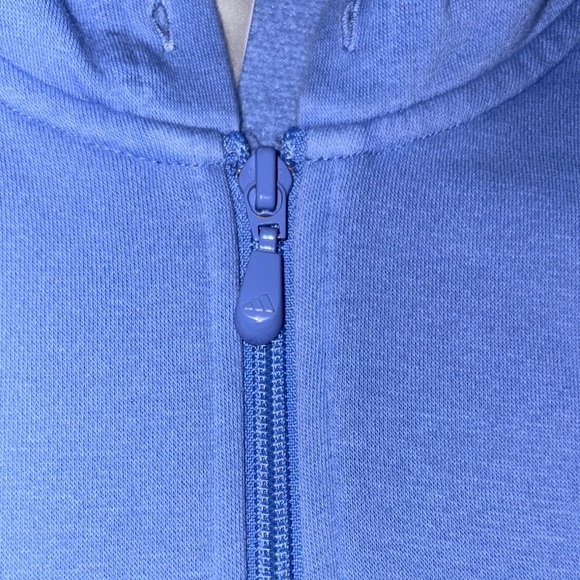 Gently Loved Adidas Light Blue Hoodie with White Stripes **Missing Drawstring ** - Picture 6 of 10